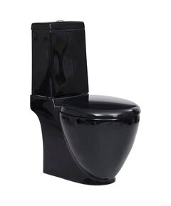 Vas wc toaletă de baie, negru, ceramică, rotund, flux inferior