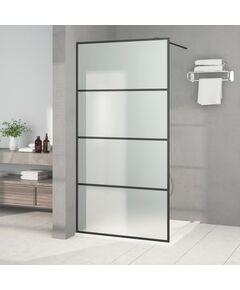 Perete cabină duș walk-in negru 100x195 cm sticlă esg mată