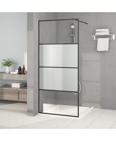 Perete cabină duș walk-in negru 90x195 cm sticlă esg semi-mată