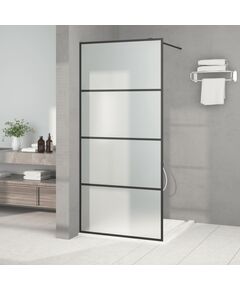 Perete cabină duș walk-in negru 90x195 cm sticlă esg mată