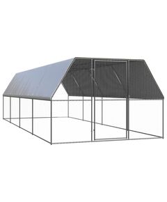 Coteț de păsări pentru exterior, 3x8x2 m, oțel galvanizat