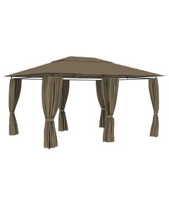 Pavilion de grădină cu perdele, gri taupe, 4 x 3 m, 180 g/m²