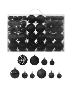 Set globuri de crăciun, 100 piese, negru