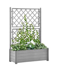 Jardinieră de grădină cu spalier, gri piatră, 100x43x142, pp