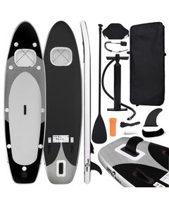 Set placă paddleboarding gonflabilă, negru, 300x76x10 cm