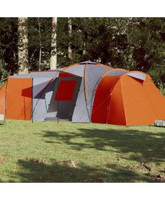 Cort camping 12 pers. gri/portocaliu 840x720x200 cm tafta 185t