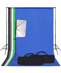 Kit studio foto cu lumină softbox și fundal