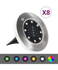 Lămpi solare pentru sol, 8 buc., cu led-uri rgb, colorate