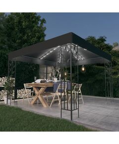 Pavilion cu șir de lumini led, antracit, 3x3 m