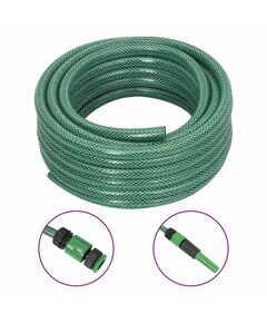 Furtun de grădină cu set de racorduri, verde, 0,6", 30 m, pvc