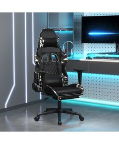 Scaun de gaming masaj/suport picioare negru/camuflaj piele eco