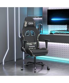 Scaun de gaming cu suport picioare, negru și camuflaj, textil