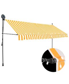 Copertină retractabilă manual cu led, alb & portocaliu, 400 cm