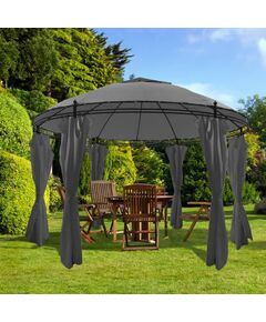 Pavilion cu perdele, antracit, 3,5 x 2,7 m, rotund