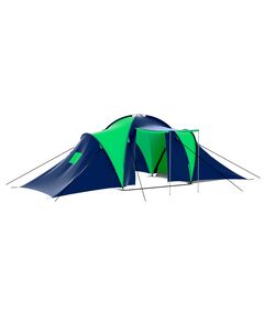 Cort camping din material textil, 9 persoane, albastru și verde