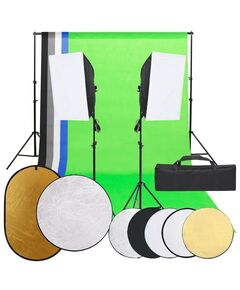 Set studio foto cu lumină, fundal și reflector