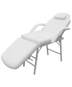 Scaun tratament facial, piele artificială, 185x78x76 cm, alb