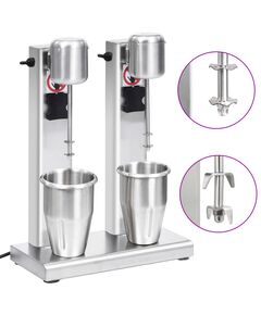 Mixer de milkshake cu 2 vase, oțel inoxidabil, 2 l