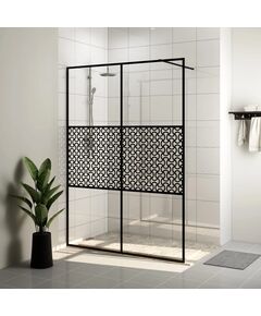 Paravan de duș walk-in negru 140x195 cm sticlă esg transparentă