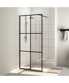 Paravan de duș walk-in negru 90x195 cm sticlă esg transparentă