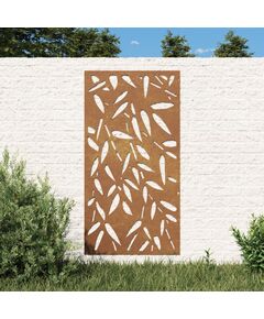 Decor de perete 105x55 cm design frunze bambus oțel corten