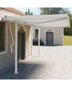 Set stâlp pentru copertină, alb, 450x245 cm, fier