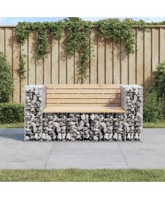 Bancă de grădină, design gabion, 143x71x65,5cm, lemn masiv pin