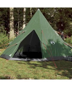 Cort de camping 4 persoane, verde, 367x367x259 cm, tafta 185t