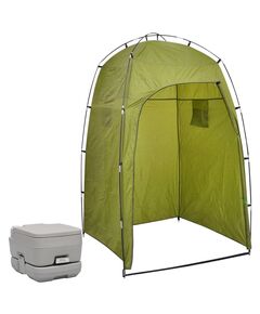 Toaletă portabilă de camping cu cort, 10+10 l