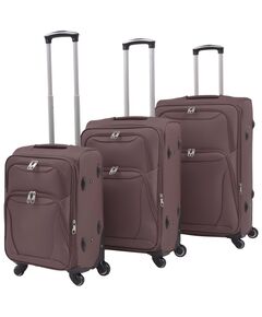 Set trolere din material textil, 3 piese, cafeniu