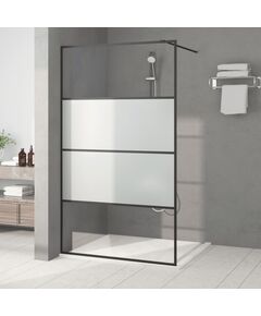 Perete cabină duș walk-in negru 115x195 cm sticlă esg semi-mată