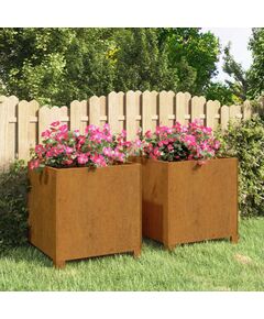 Jardiniere cu picioare 2 buc. ruginiu 42x40x43 cm oțel corten