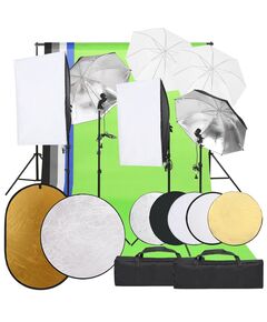 Kit studio foto cu set de lumini, fundal și reflector