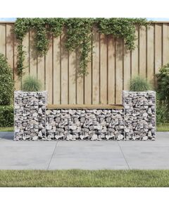 Bancă de grădină cu gabion, 183x41x60,5 cm, lemn pin impregnat