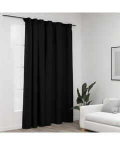 Draperie opacă, aspect de in, antracit, 290 x 245 cm, cârlige