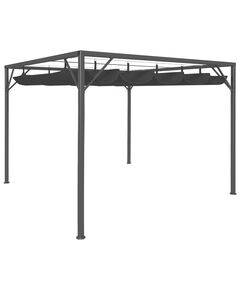 Pavilion de grădină cu acoperiș retractabil, antracit, 3 x 3 m