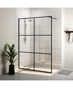 Paravan de duș walk-in negru 140x195 cm sticlă esg transparentă