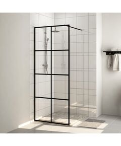 Paravan de duș walk-in negru 80x195 cm sticlă esg transparentă