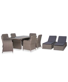 Set mobilier de exterior, 9 piese, maro, poliratan