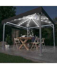 Pavilion cu șiruri de lumini led, antracit, 300x300cm aluminiu