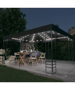 Pavilion cu șir de lumini led, antracit, 3x4 m