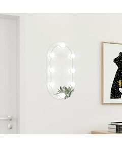 Oglindă cu lumini led, 60x30 cm, sticlă, oval