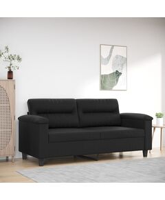 Canapea cu 2 locuri, negru, 140 cm, piele ecologică