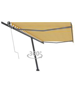 Copertină autonomă retractabilă automat galben&alb 500x300 cm