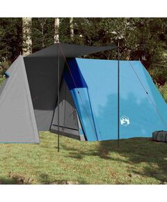 Cort de camping 3 persoane albastru, 465x220x170 cm, tafta 185t