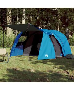 Cort de camping 4 persoane albastru, 420x260x153 cm, tafta 185t