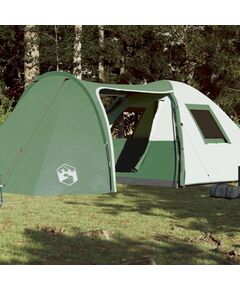 Cort de camping 6 persoane, verde, 466x342x200 cm, tafta 185t