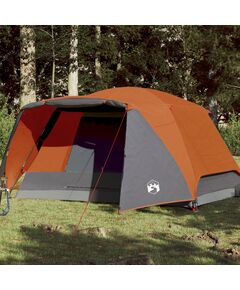 Cort camping 6 persoane gri/portocaliu 412x370x190cm tafta 190t