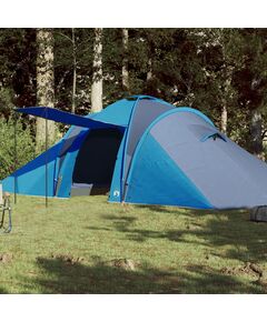 Cort de camping 6 persoane albastru, 576x238x193 cm, tafta 185t