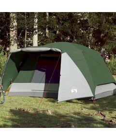 Cort de camping 6 persoane verde, 412x370x190 cm, tafta 190t